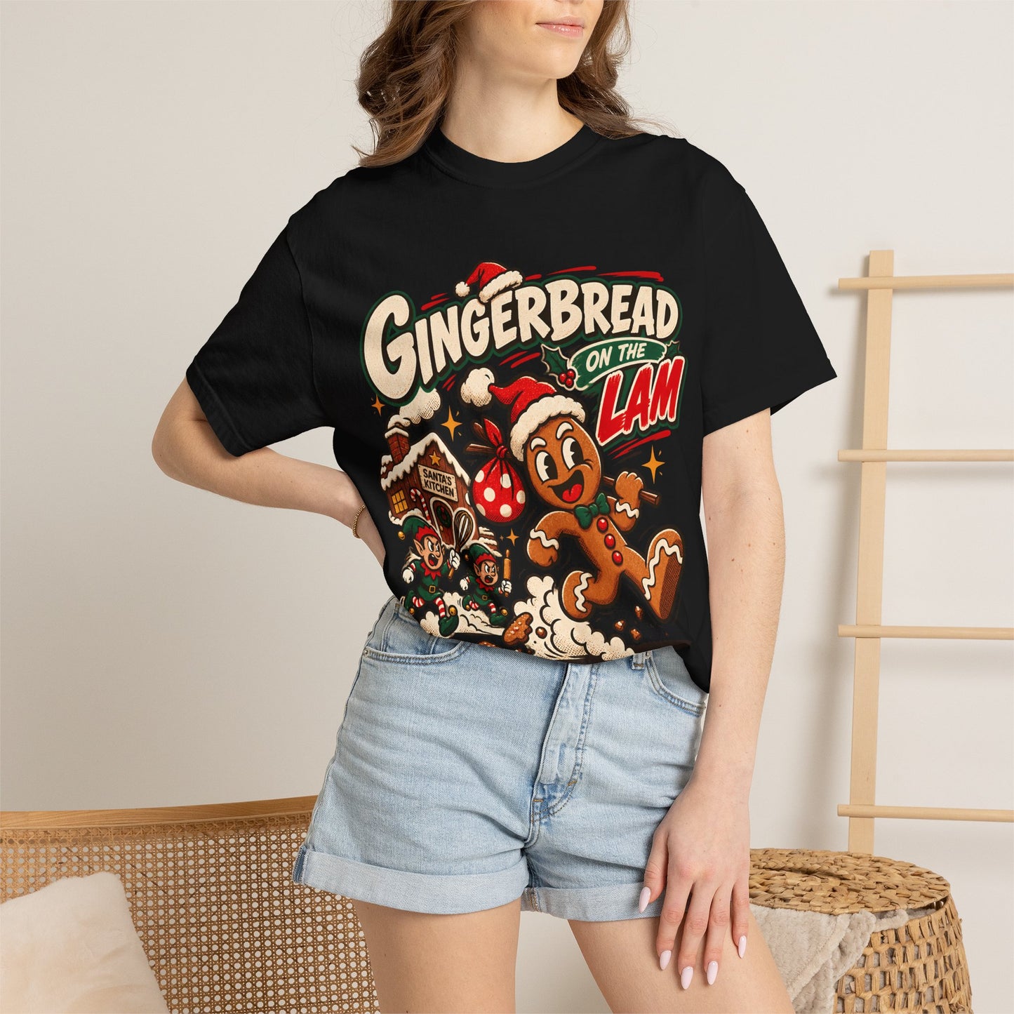 Gingerbread on the Lam Retro Christmas T Shirt | Yum Stitch