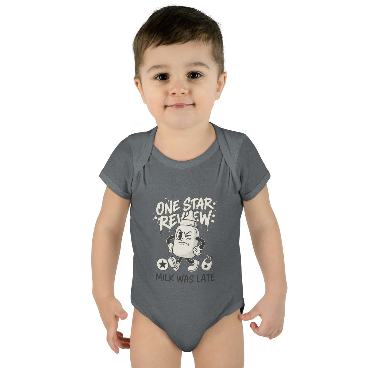 A premium Baby Bodysuit featuring a retro baby mascot in a 1930s rubber-hose style. This bodysuit body is part of an honest baby clothing line, available as a black bodysuit, orange bodysuit, or baby boy bodysuit. Perfect for baby boys bodysuits enthusiasts or those seeking a 1yrs baby girl bodysuit and baby girl princess bodysuits. Whether you're searching for baby clothes near me, bodysuits infant essentials, or a unique newborn dress christmas alternative, this high-end streetwear piece stands out.