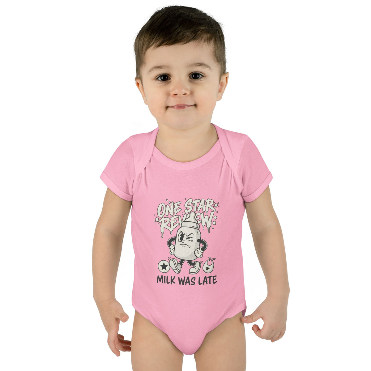 A premium Baby Bodysuit featuring a retro baby mascot in a 1930s rubber-hose style. This bodysuit body is part of an honest baby clothing line, available as a black bodysuit, orange bodysuit, or baby boy bodysuit. Perfect for baby boys bodysuits enthusiasts or those seeking a 1yrs baby girl bodysuit and baby girl princess bodysuits. Whether you're searching for baby clothes near me, bodysuits infant essentials, or a unique newborn dress christmas alternative, this high-end streetwear piece stands out.