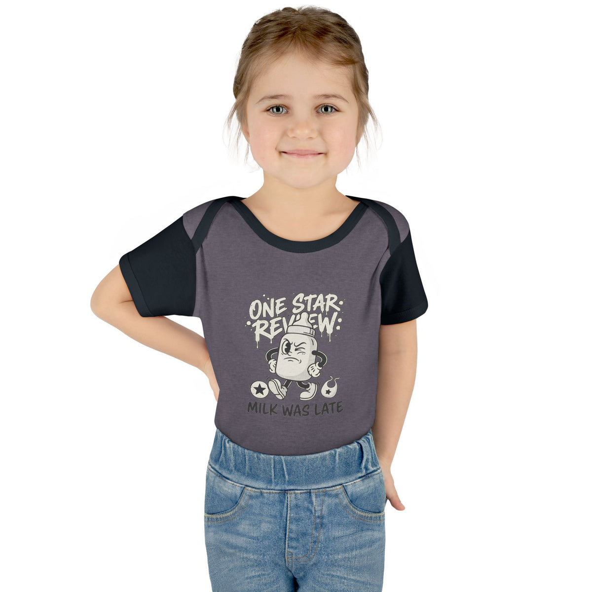 A premium Baby Bodysuit featuring a retro baby mascot in a 1930s rubber-hose style. This bodysuit body is part of an honest baby clothing line, available as a black bodysuit, orange bodysuit, or baby boy bodysuit. Perfect for baby boys bodysuits enthusiasts or those seeking a 1yrs baby girl bodysuit and baby girl princess bodysuits. Whether you're searching for baby clothes near me, bodysuits infant essentials, or a unique newborn dress christmas alternative, this high-end streetwear piece stands out.
