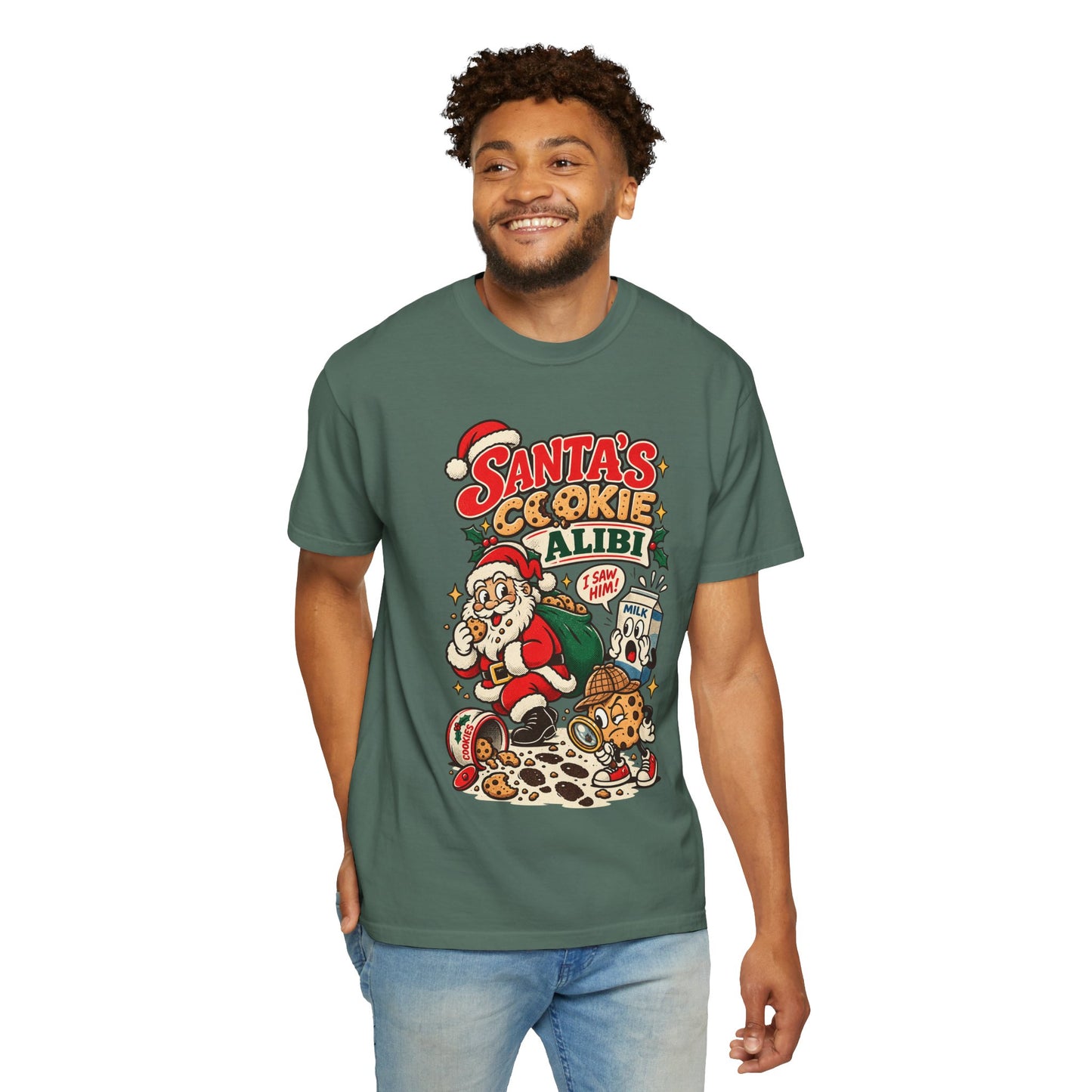 Santa’s Cookie Alibi   Retro Christmas T Shirt | Yum Stitch