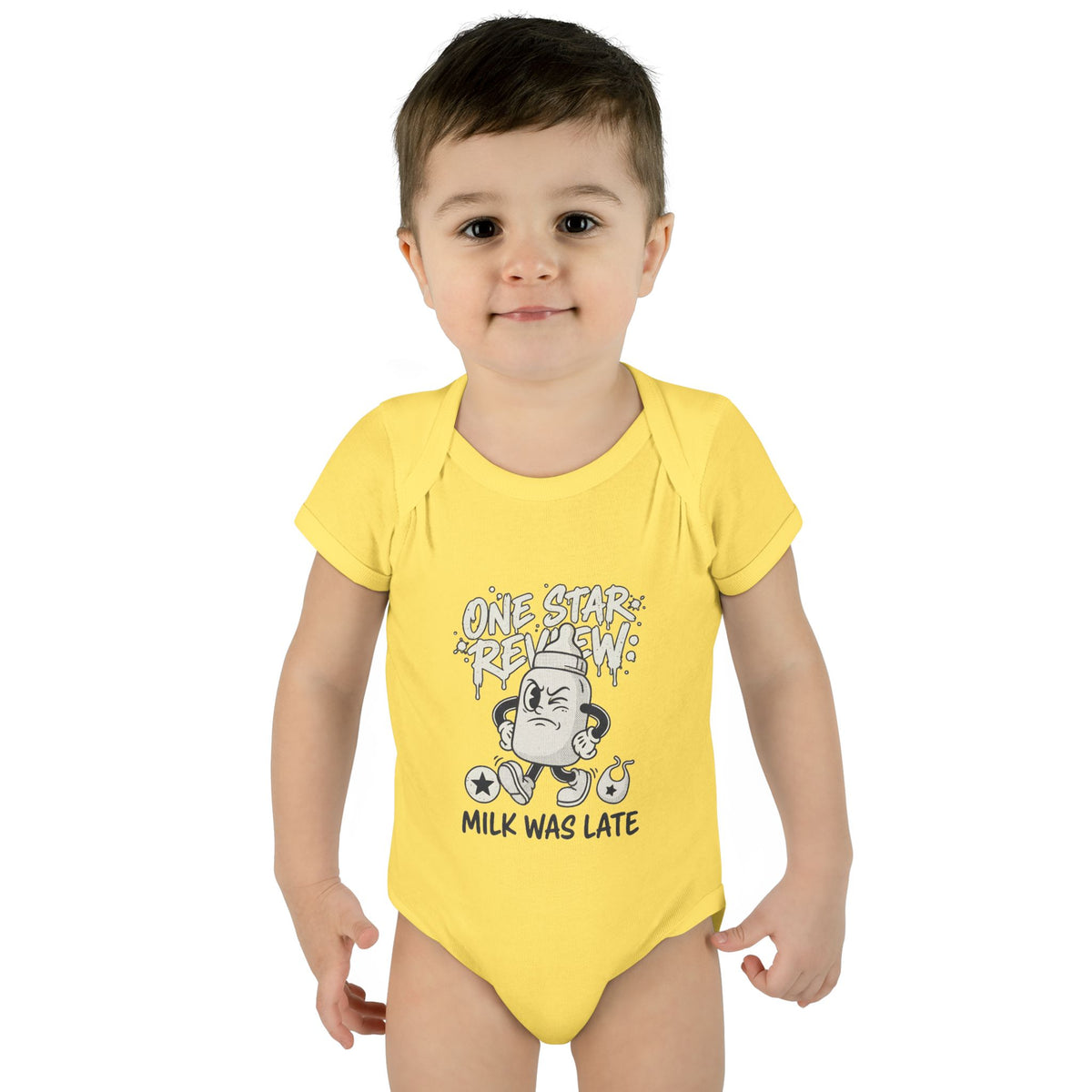 A premium Baby Bodysuit featuring a retro baby mascot in a 1930s rubber-hose style. This bodysuit body is part of an honest baby clothing line, available as a black bodysuit, orange bodysuit, or baby boy bodysuit. Perfect for baby boys bodysuits enthusiasts or those seeking a 1yrs baby girl bodysuit and baby girl princess bodysuits. Whether you're searching for baby clothes near me, bodysuits infant essentials, or a unique newborn dress christmas alternative, this high-end streetwear piece stands out.