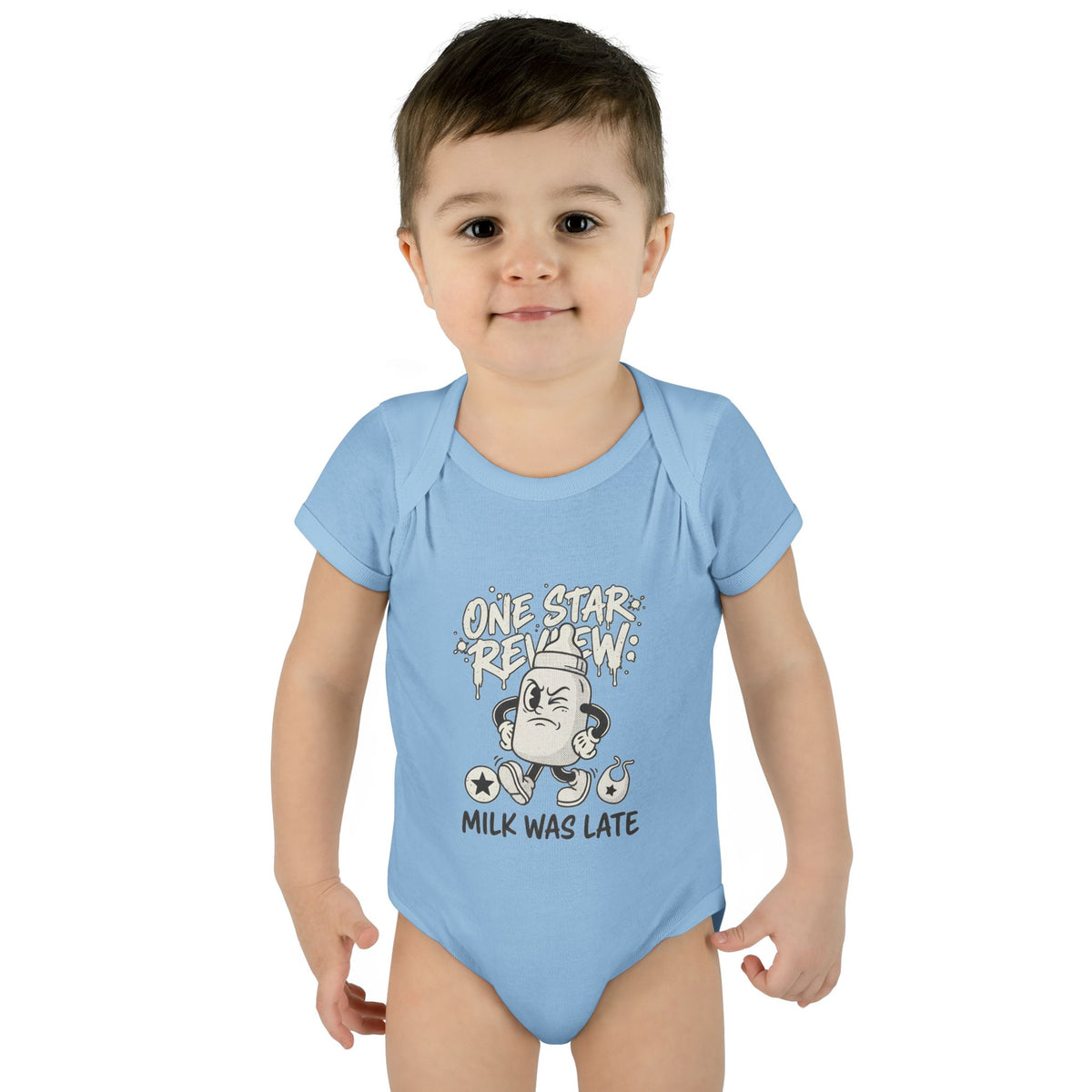 A premium Baby Bodysuit featuring a retro baby mascot in a 1930s rubber-hose style. This bodysuit body is part of an honest baby clothing line, available as a black bodysuit, orange bodysuit, or baby boy bodysuit. Perfect for baby boys bodysuits enthusiasts or those seeking a 1yrs baby girl bodysuit and baby girl princess bodysuits. Whether you're searching for baby clothes near me, bodysuits infant essentials, or a unique newborn dress christmas alternative, this high-end streetwear piece stands out.