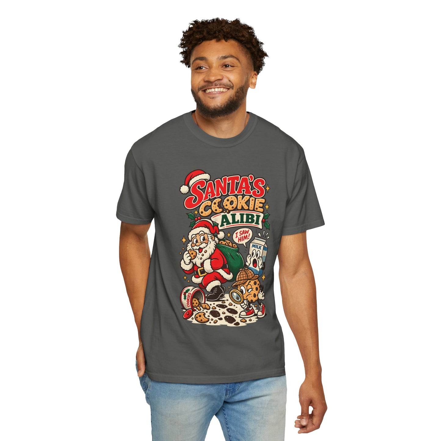 Santa’s Cookie Alibi   Retro Christmas T Shirt | Yum Stitch