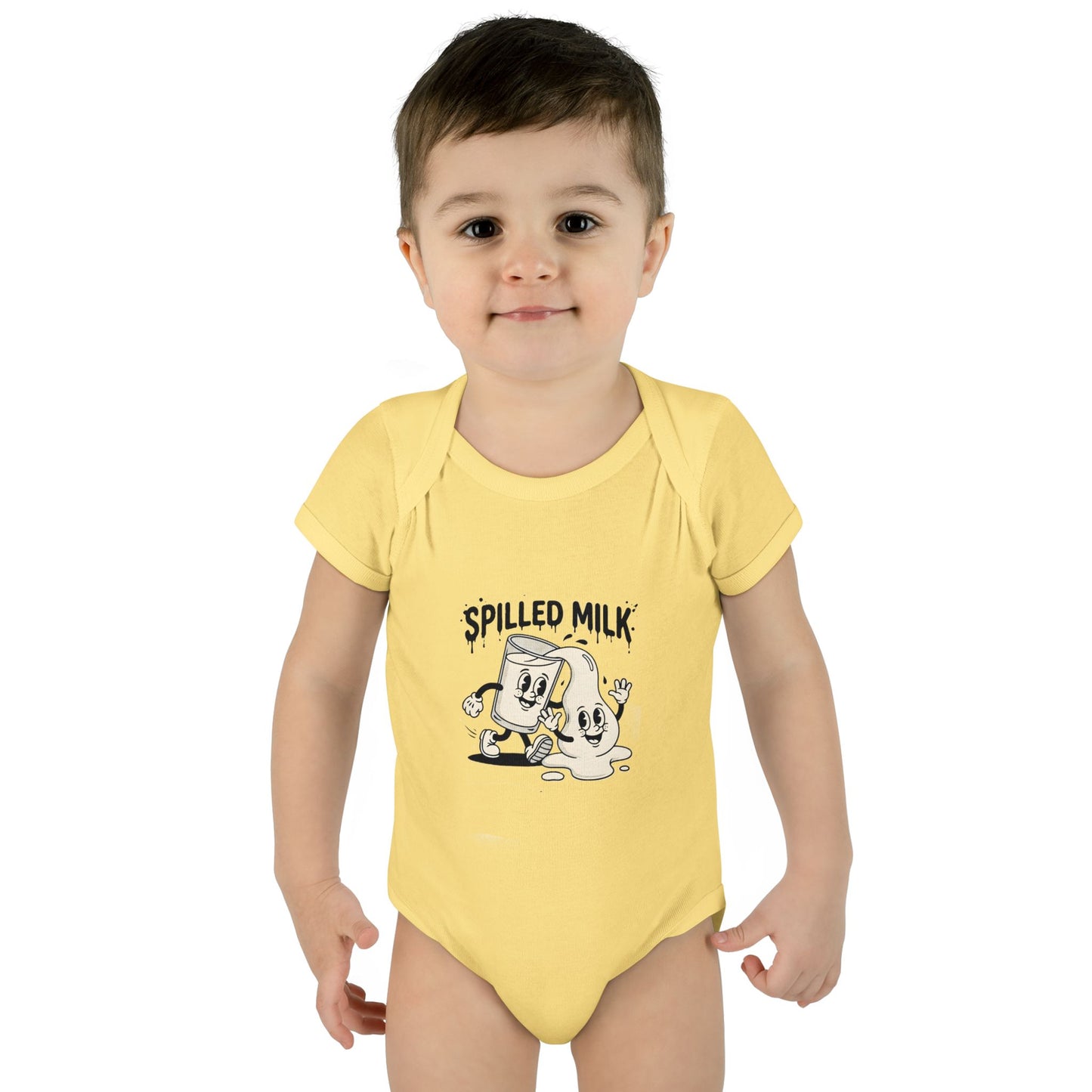 A premium Baby Bodysuit featuring a retro baby mascot in a 1930s rubber-hose style. This bodysuit body is part of an honest baby clothing line, available as a black bodysuit, orange bodysuit, or baby boy bodysuit. Perfect for baby boys bodysuits enthusiasts or those seeking a 1yrs baby girl bodysuit and baby girl princess bodysuits. Whether you're searching for baby clothes near me, bodysuits infant essentials, or a unique newborn dress christmas alternative, this high-end streetwear piece stands out.