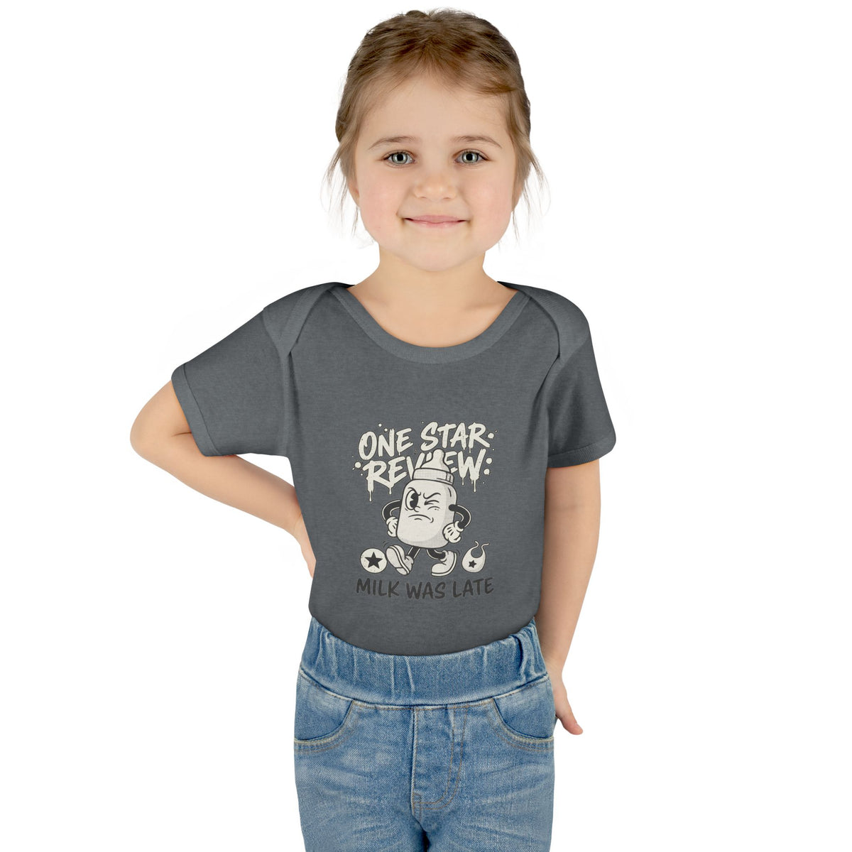 A premium Baby Bodysuit featuring a retro baby mascot in a 1930s rubber-hose style. This bodysuit body is part of an honest baby clothing line, available as a black bodysuit, orange bodysuit, or baby boy bodysuit. Perfect for baby boys bodysuits enthusiasts or those seeking a 1yrs baby girl bodysuit and baby girl princess bodysuits. Whether you're searching for baby clothes near me, bodysuits infant essentials, or a unique newborn dress christmas alternative, this high-end streetwear piece stands out.