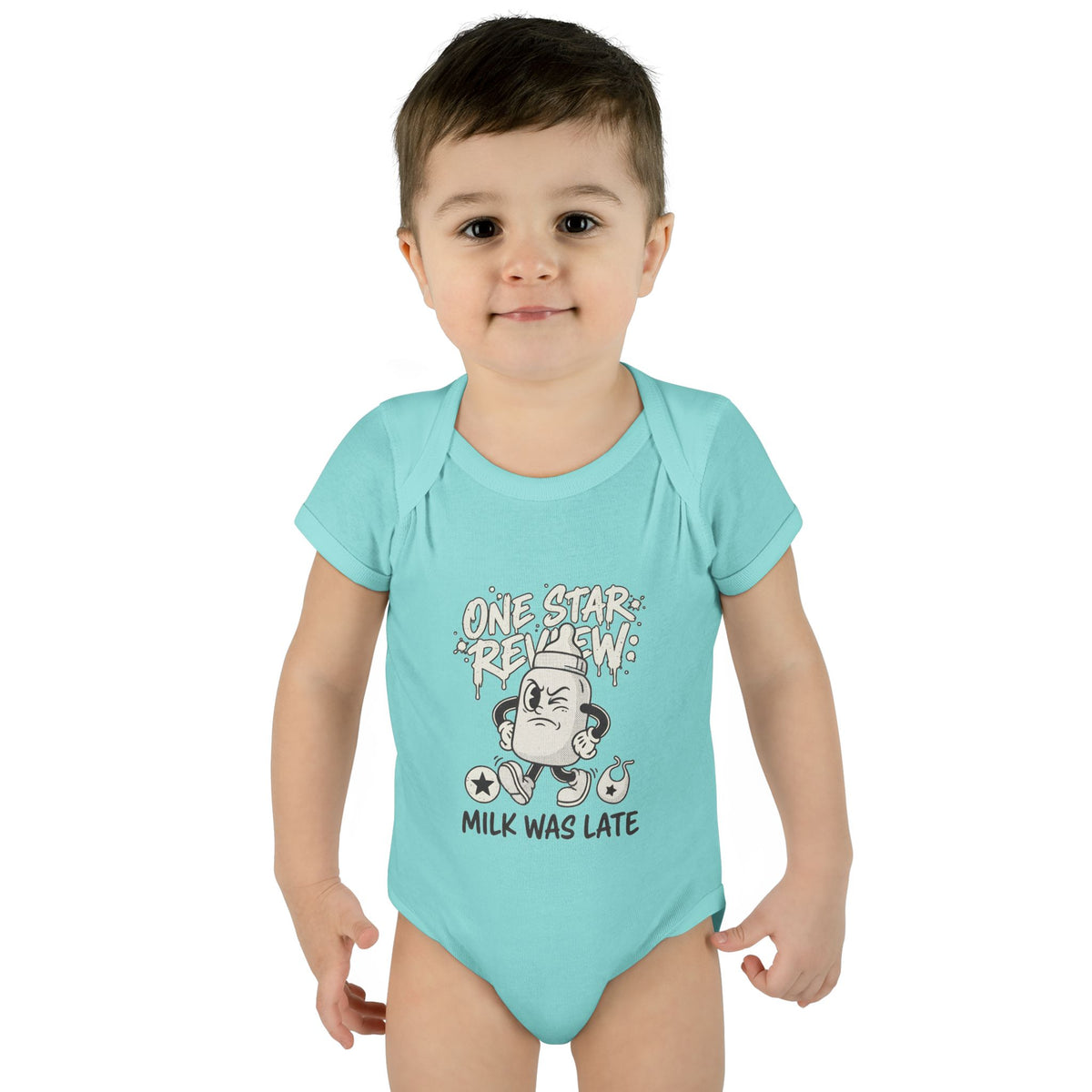 A premium Baby Bodysuit featuring a retro baby mascot in a 1930s rubber-hose style. This bodysuit body is part of an honest baby clothing line, available as a black bodysuit, orange bodysuit, or baby boy bodysuit. Perfect for baby boys bodysuits enthusiasts or those seeking a 1yrs baby girl bodysuit and baby girl princess bodysuits. Whether you're searching for baby clothes near me, bodysuits infant essentials, or a unique newborn dress christmas alternative, this high-end streetwear piece stands out.