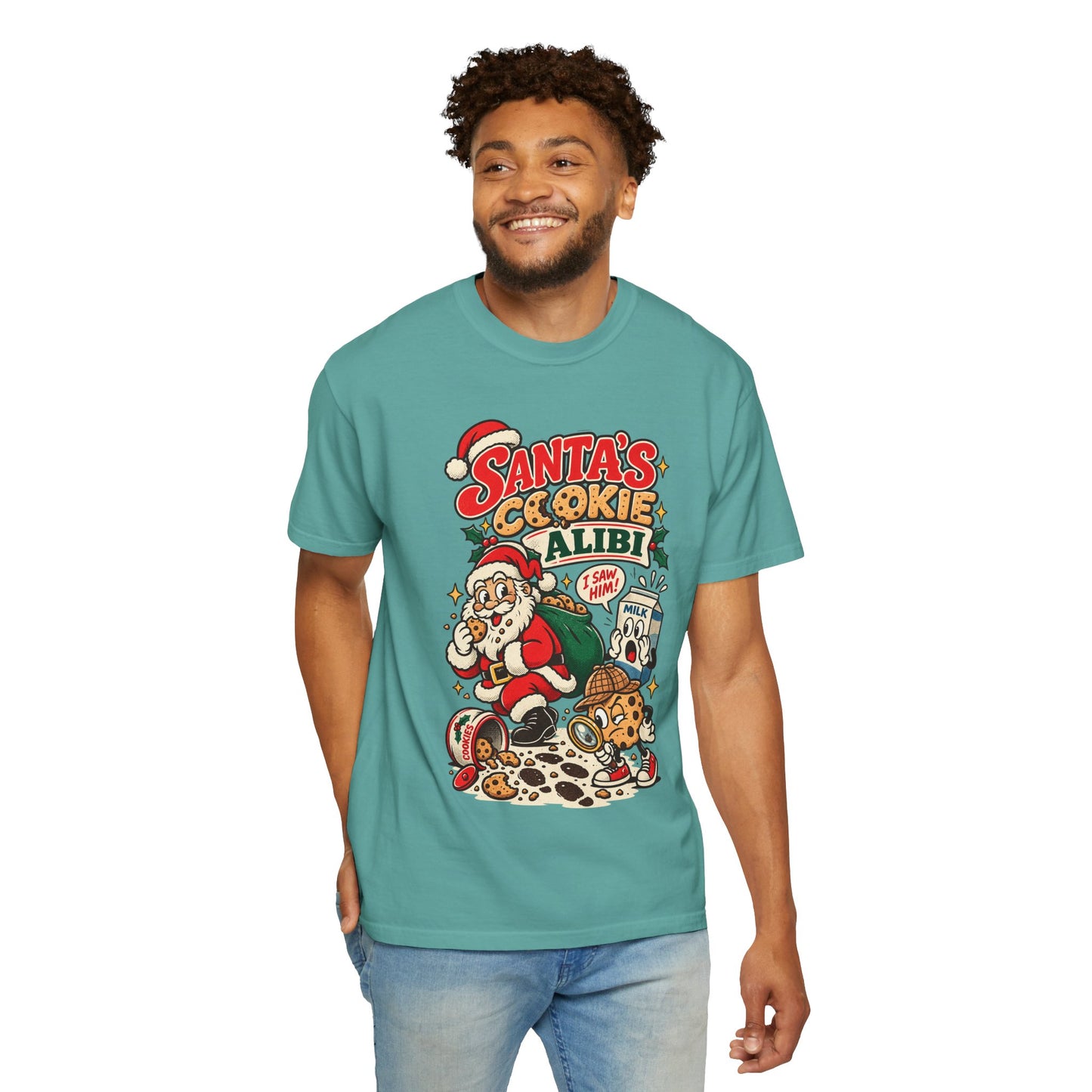 Santa’s Cookie Alibi   Retro Christmas T Shirt | Yum Stitch