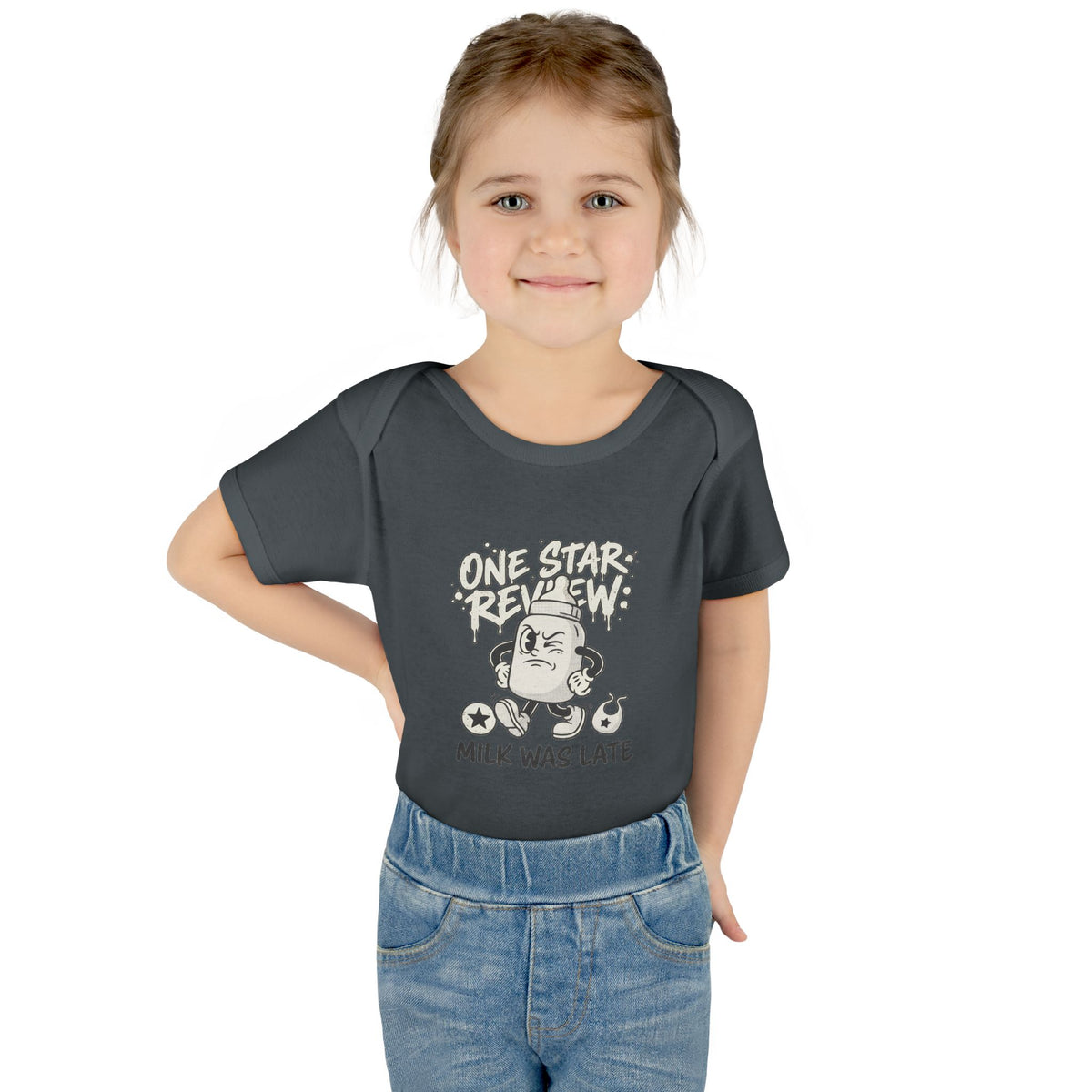 A premium Baby Bodysuit featuring a retro baby mascot in a 1930s rubber-hose style. This bodysuit body is part of an honest baby clothing line, available as a black bodysuit, orange bodysuit, or baby boy bodysuit. Perfect for baby boys bodysuits enthusiasts or those seeking a 1yrs baby girl bodysuit and baby girl princess bodysuits. Whether you're searching for baby clothes near me, bodysuits infant essentials, or a unique newborn dress christmas alternative, this high-end streetwear piece stands out.