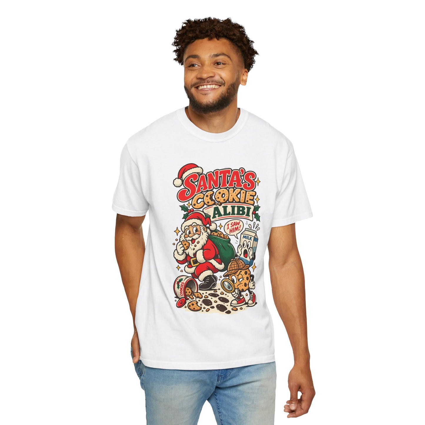 Santa’s Cookie Alibi   Retro Christmas T Shirt | Yum Stitch