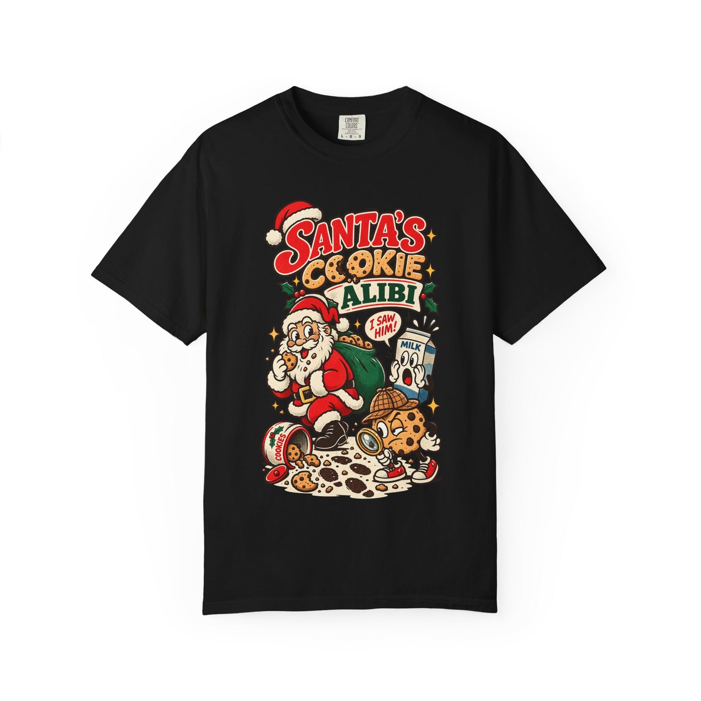 Santa’s Cookie Alibi   Retro Christmas T Shirt | Yum Stitch