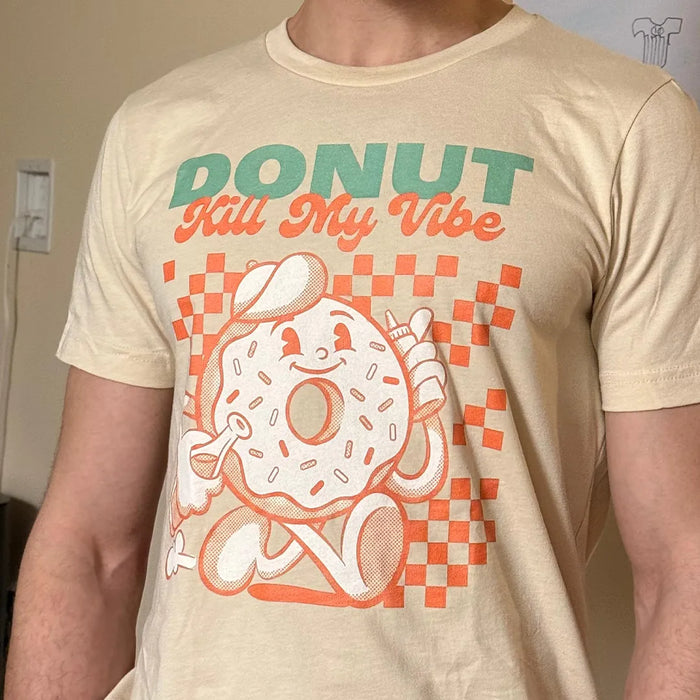 "Yum Stitch retro pizza mascot and models wearing oversized vintage graphic t shirts and 90s nostalgia clothing in a stylized green landscape, Fast Food Designs Collection Est 2025."