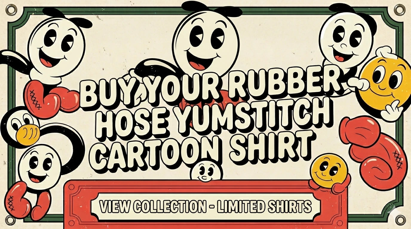 A unique vintage clothing display featuring a 30s shirt with rubber hose animation style graphics, styled for a heart of vintage aesthetic, perfect for those searching for vintage clothing stores near me