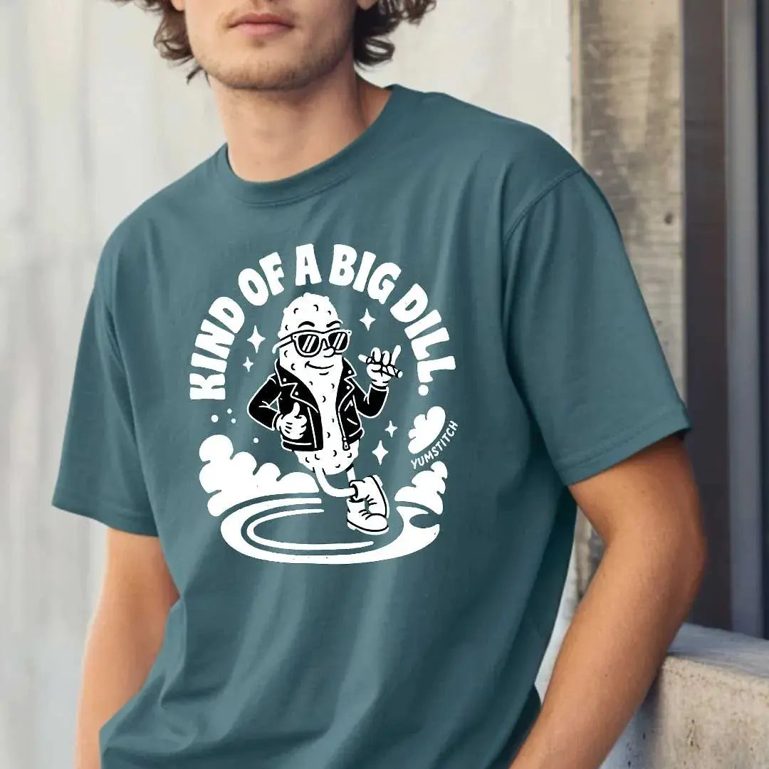 Kind of a Big Dill rubber hose animation shirt Unisex Printify0s Retro Mascot T Shirt, 80s Tshirt Aesthetic, Vintage Style Graphic T Shirts for Guys by Yum Stitch