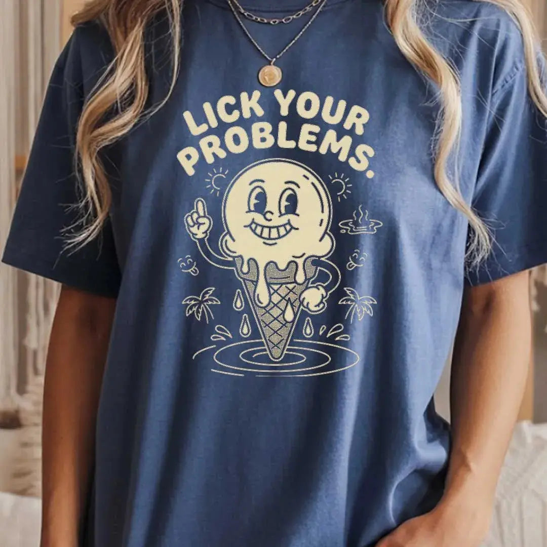 Lick Your Problems rubber hose animation shirt Unisez Printify0s Retro Mascot T Shirt, 80s Tshirt Aesthetic, Vintage Style Graphic T Shirts for Guys by Yum Stitch