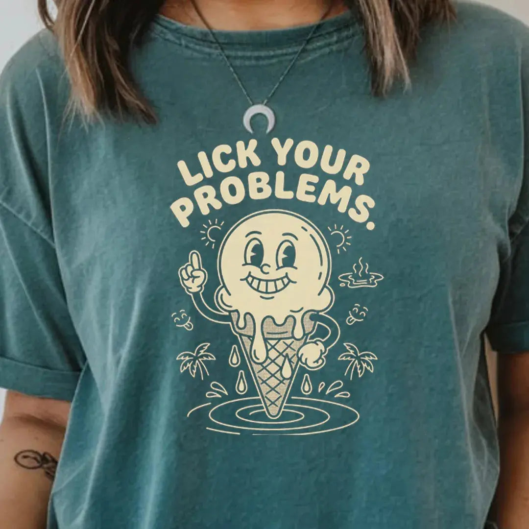Lick Your Problems rubber hose animation shirt Unisez Printify0s Retro Mascot T Shirt, 80s Tshirt Aesthetic, Vintage Style Graphic T Shirts for Guys by Yum Stitch