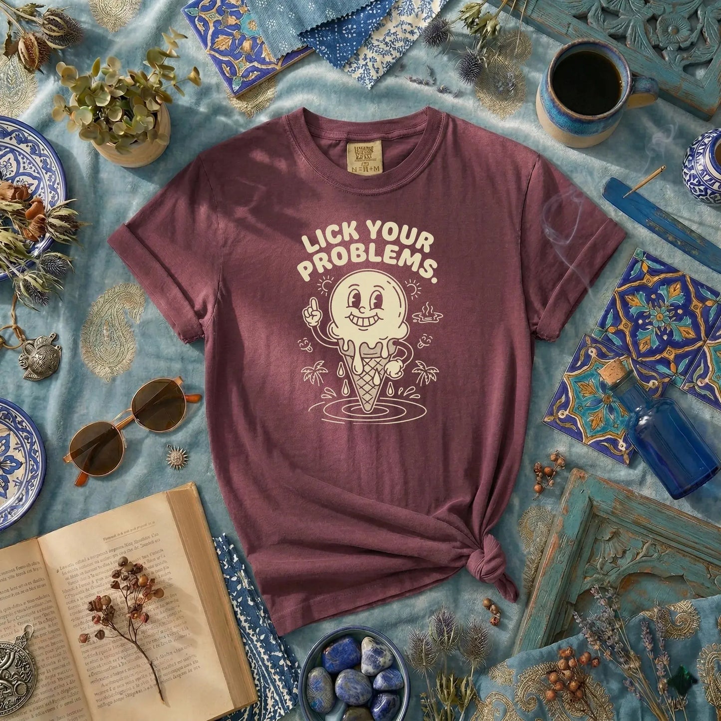 Lick Your Problems rubber hose animation shirt Unisez Printify0s Retro Mascot T Shirt, 80s Tshirt Aesthetic, Vintage Style Graphic T Shirts for Guys by Yum Stitch