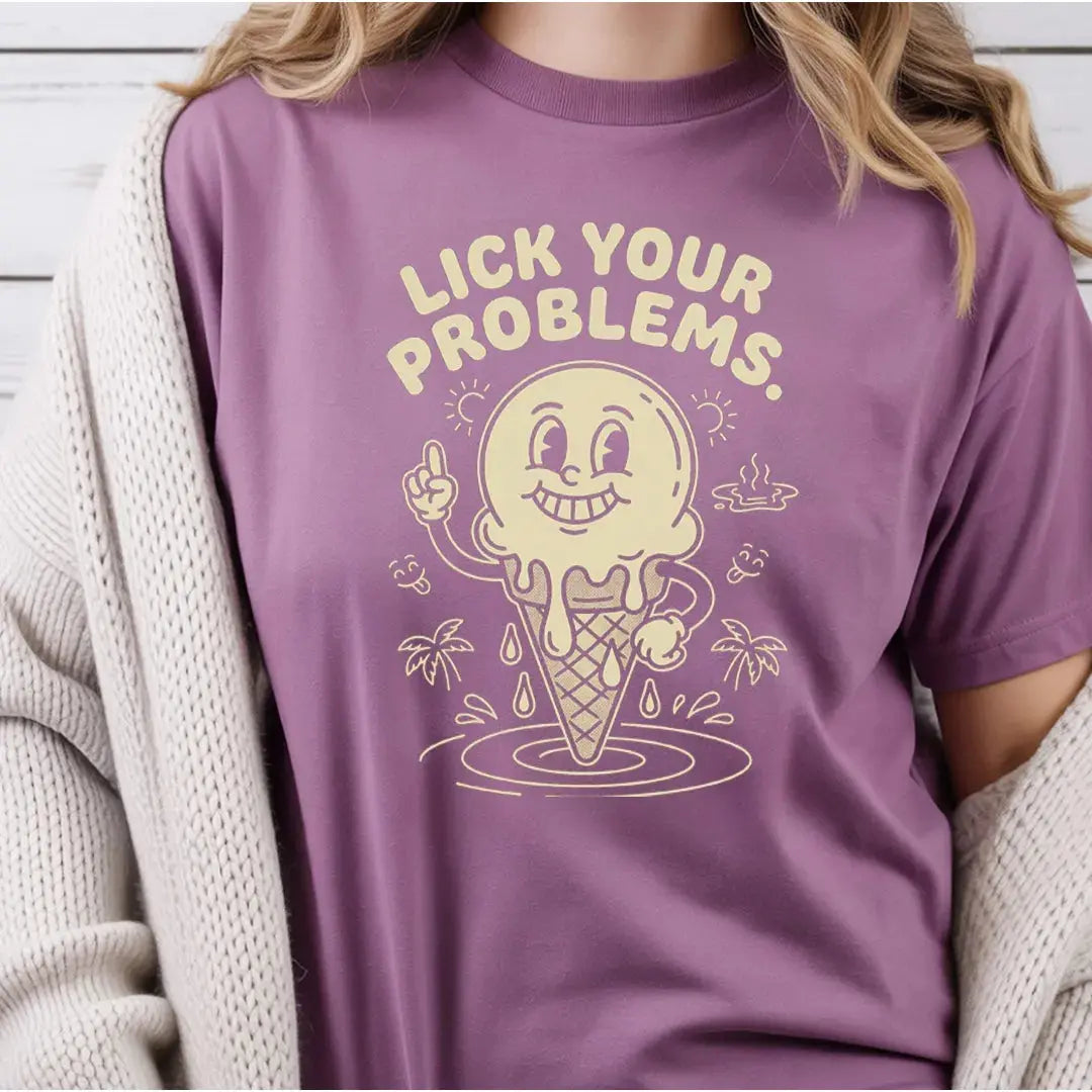 Lick Your Problems rubber hose animation shirt Unisez Printify0s Retro Mascot T Shirt, 80s Tshirt Aesthetic, Vintage Style Graphic T Shirts for Guys by Yum Stitch