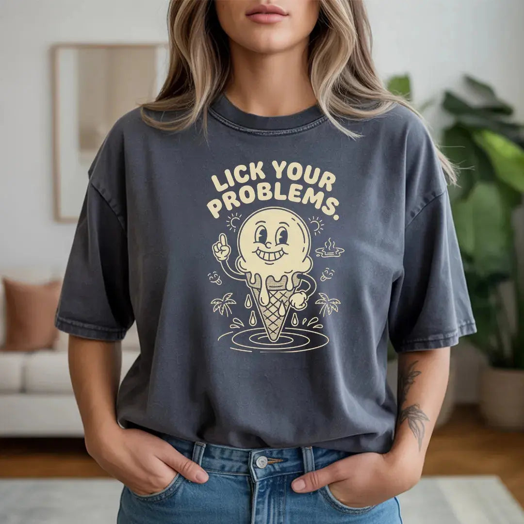 Lick Your Problems rubber hose animation shirt Unisez Printify0s Retro Mascot T Shirt, 80s Tshirt Aesthetic, Vintage Style Graphic T Shirts for Guys by Yum Stitch
