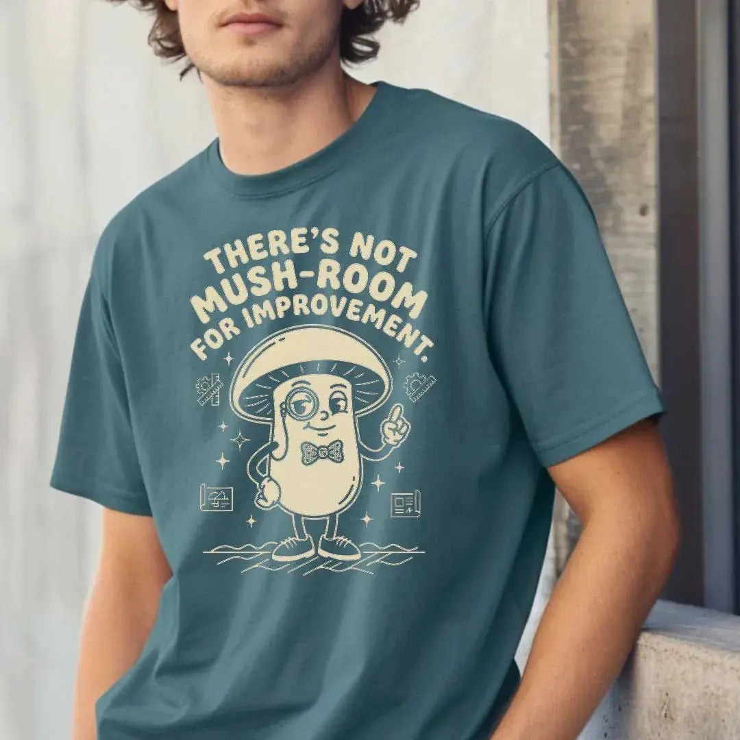 There’s Not Mush-room For Improvement Rubber Hose Animation Shirts Unisex Printify0s Retro Mascot T Shirt, 80s Tshirt Aesthetic, Vintage Style Graphic T Shirts for Guys by Yum Stitch