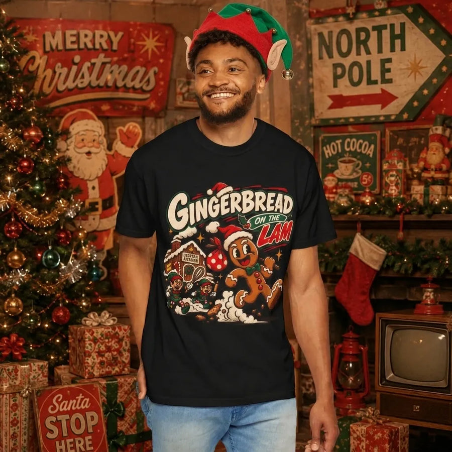 Gingerbread on the Lam    Retro Christmas T Shirt | Yum Stitch