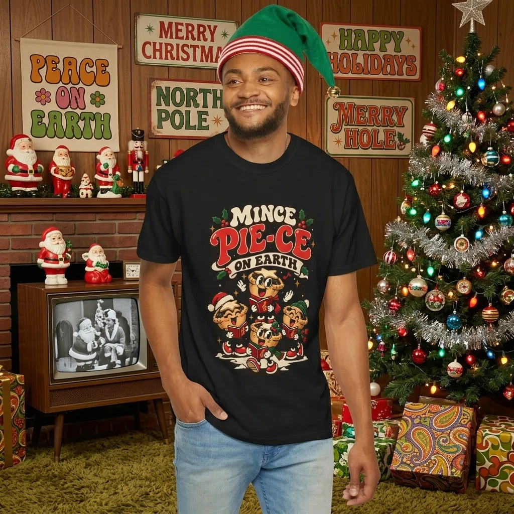 Mince Pie-ce on Earth   Retro Christmas T Shirt | Yum Stitch