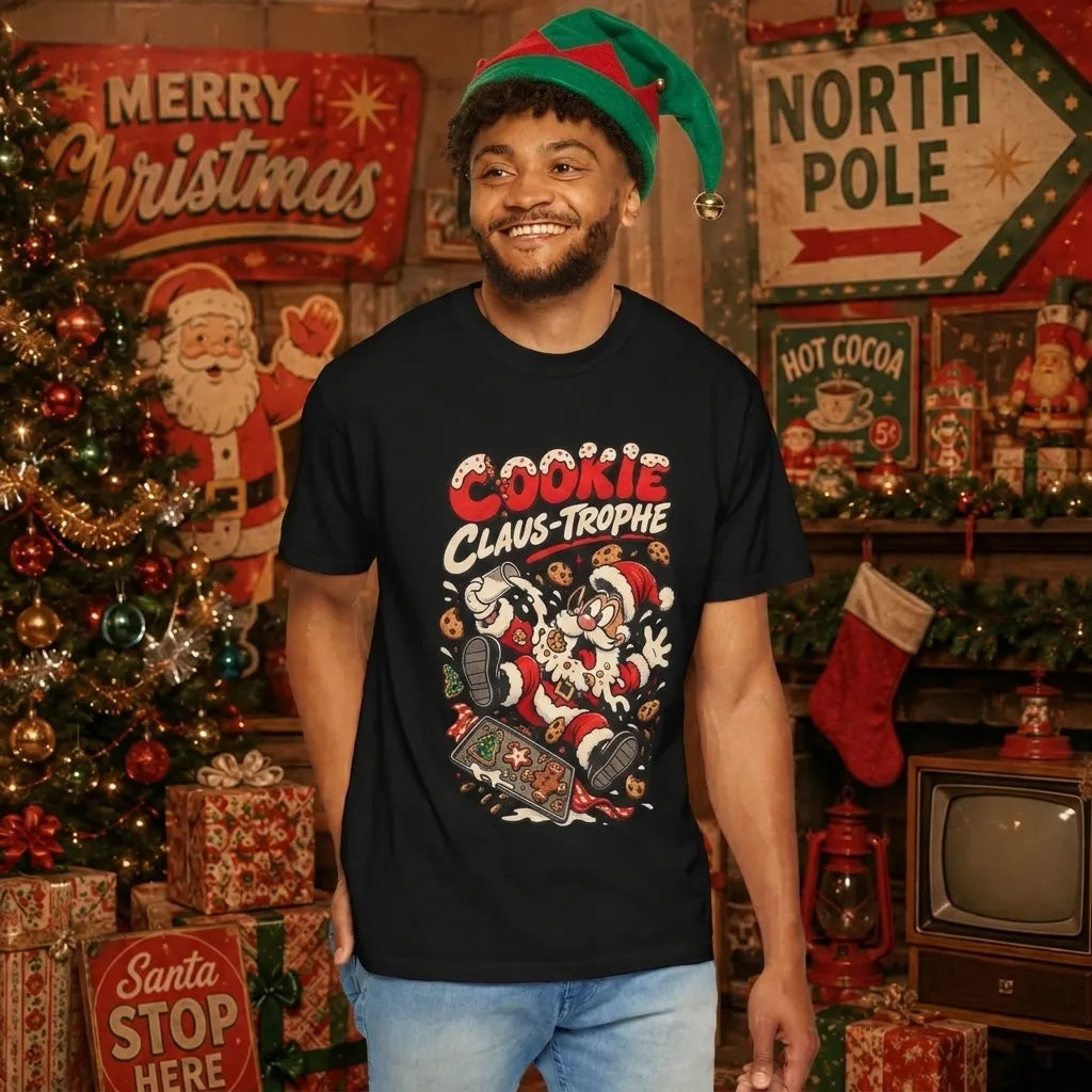 Cookie claus-trophe Retro Christmas T Shirt | Yum Stitch