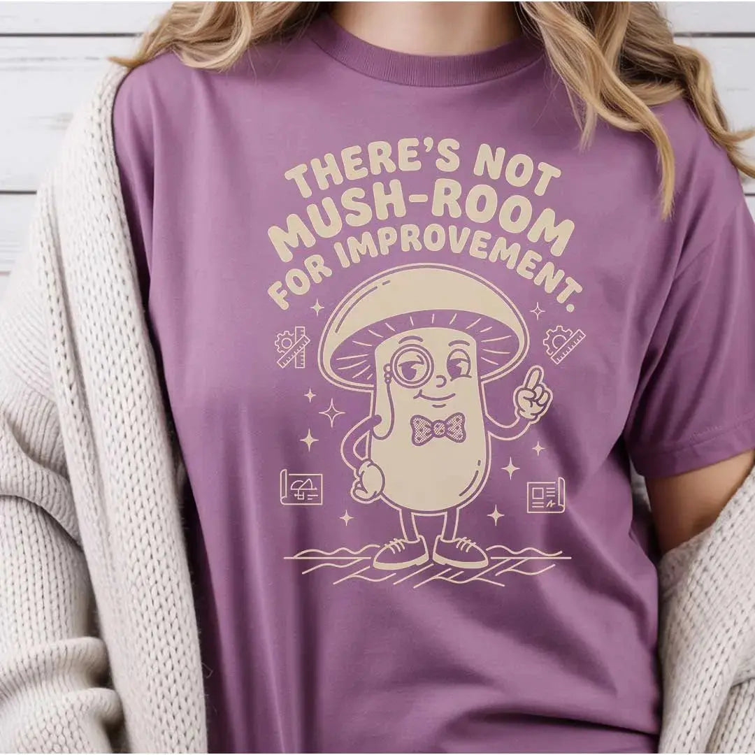 There’s Not Mush-room For Improvement Rubber Hose Animation Shirts Unisex Printify0s Retro Mascot T Shirt, 80s Tshirt Aesthetic, Vintage Style Graphic T Shirts for Guys by Yum Stitch