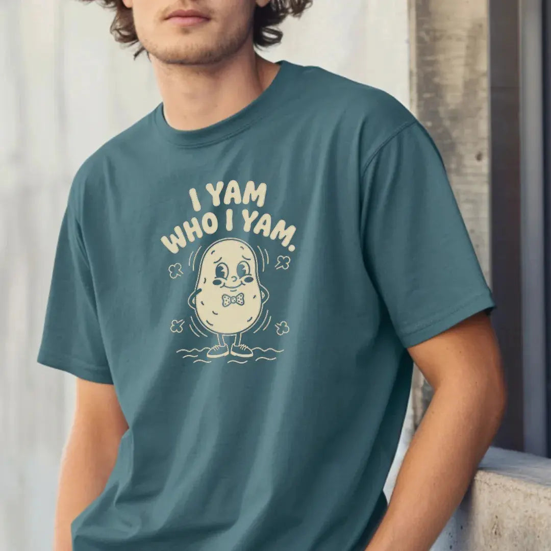 I Yam Who I Yam rubber hose animation shirt Unisex Printify0s Retro Mascot T Shirt, 80s Tshirt Aesthetic, Vintage Style Graphic T Shirts for Guys by Yum Stitch