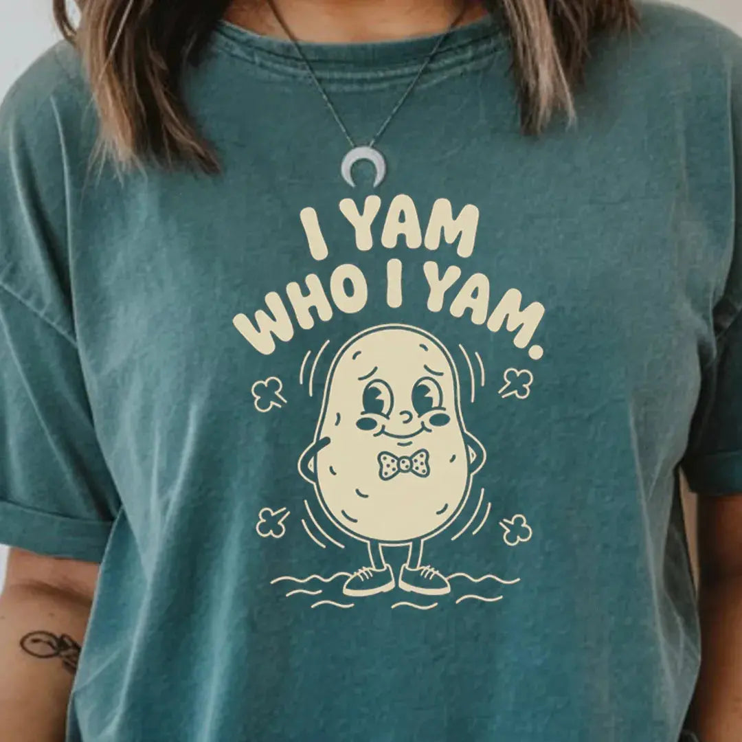 I Yam Who I Yam rubber hose animation shirt Unisex Printify0s Retro Mascot T Shirt, 80s Tshirt Aesthetic, Vintage Style Graphic T Shirts for Guys by Yum Stitch
