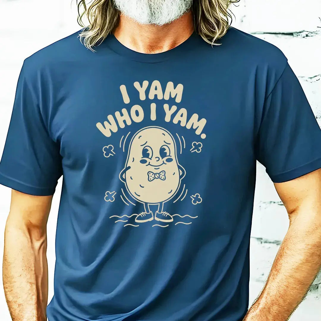 I Yam Who I Yam rubber hose animation shirt Unisex Printify0s Retro Mascot T Shirt, 80s Tshirt Aesthetic, Vintage Style Graphic T Shirts for Guys by Yum Stitch