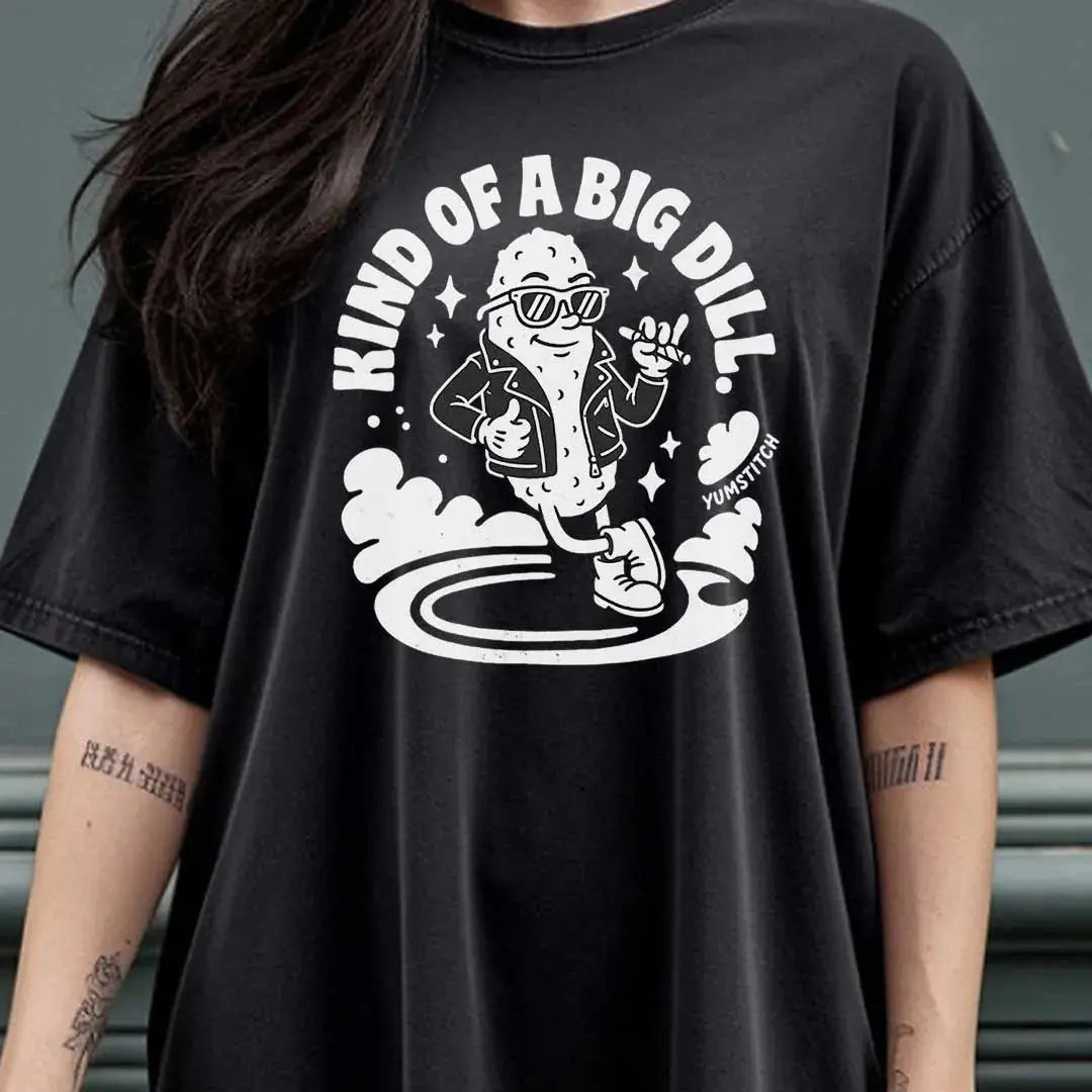 Kind of a Big Dill rubber hose animation shirt Unisex Printify0s Retro Mascot T Shirt, 80s Tshirt Aesthetic, Vintage Style Graphic T Shirts for Guys by Yum Stitch