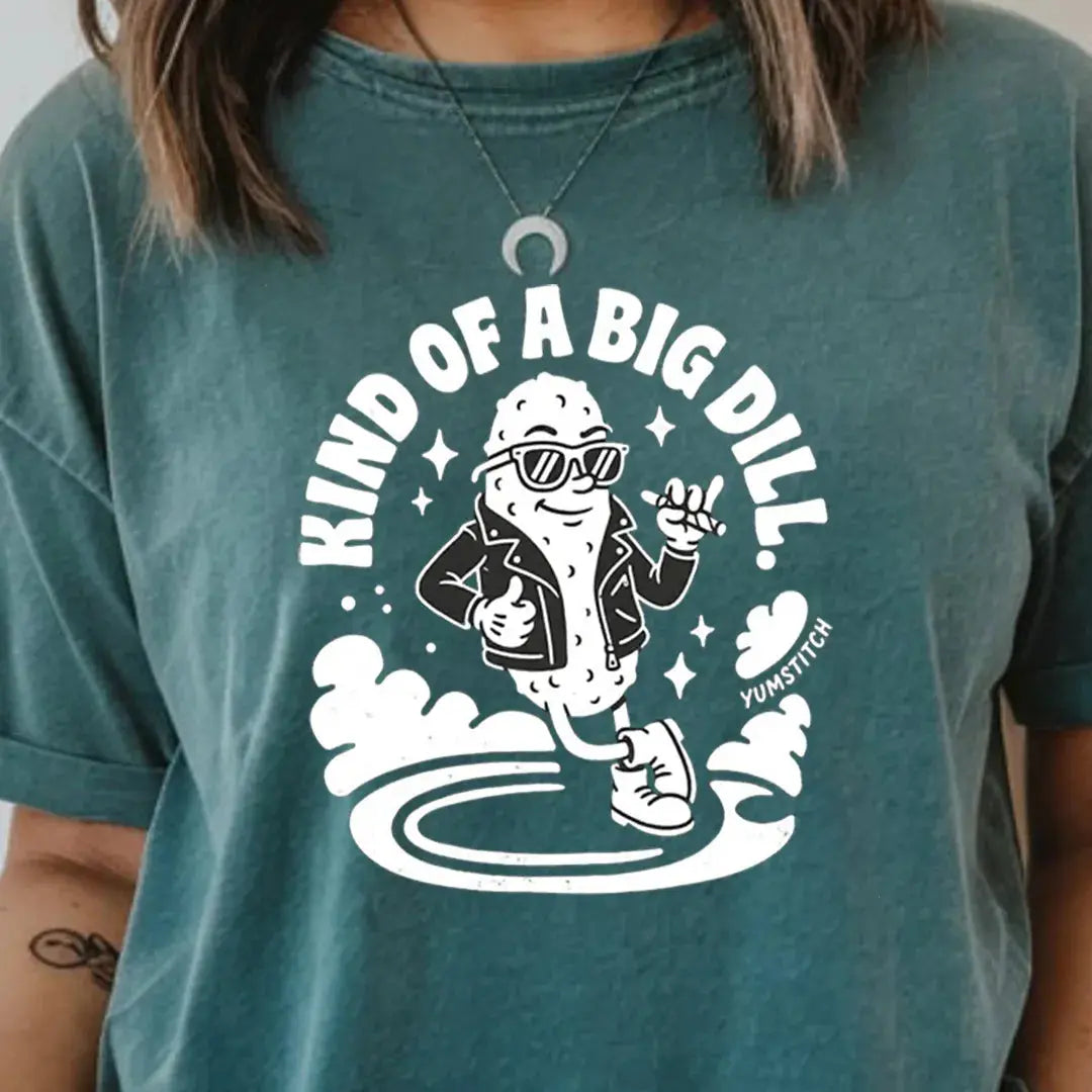 Kind of a Big Dill rubber hose animation shirt Unisex Printify0s Retro Mascot T Shirt, 80s Tshirt Aesthetic, Vintage Style Graphic T Shirts for Guys by Yum Stitch