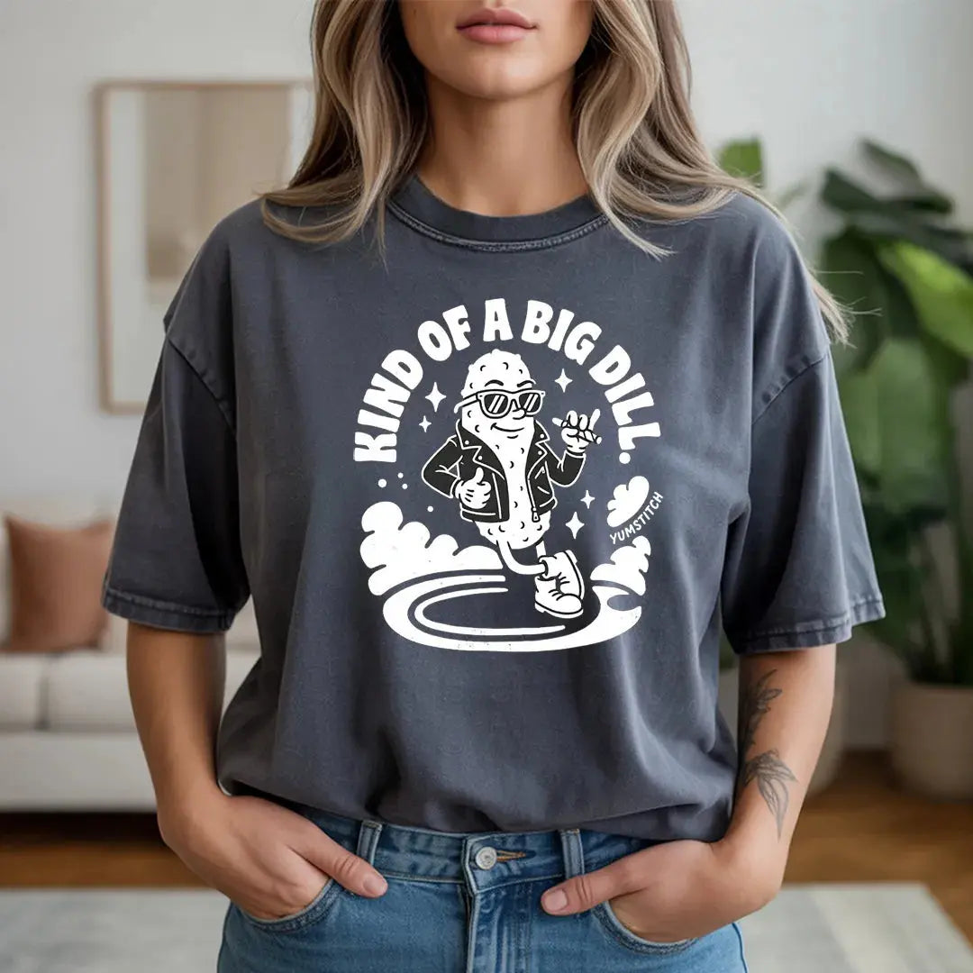 Kind of a Big Dill rubber hose animation shirt Unisex Printify0s Retro Mascot T Shirt, 80s Tshirt Aesthetic, Vintage Style Graphic T Shirts for Guys by Yum Stitch
