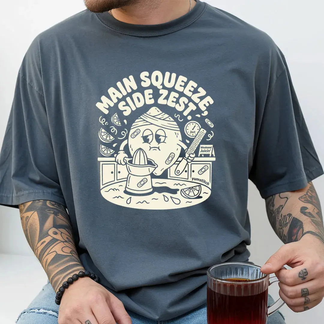 Main Squeeze, Side Zest Rubber Hose Animation Shirts  Unisex Printify0s Retro Mascot T Shirt, 80s Tshirt Aesthetic, Vintage Style Graphic T Shirts for Guys by Yum Stitch