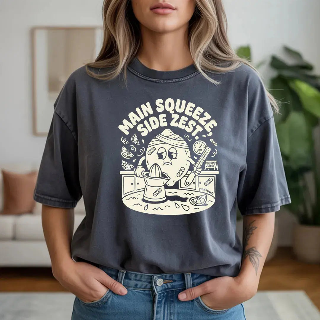 Main Squeeze, Side Zest Rubber Hose Animation Shirts  Unisex Printify0s Retro Mascot T Shirt, 80s Tshirt Aesthetic, Vintage Style Graphic T Shirts for Guys by Yum Stitch
