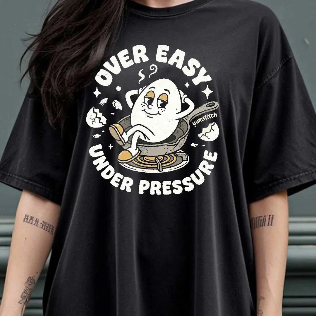 Over Easy, Under Pressure Rubber Hose Animation Shirts Unisex Printify0s Retro Mascot T Shirt, 80s Tshirt Aesthetic, Vintage Style Graphic T Shirts for Guys by Yum Stitch