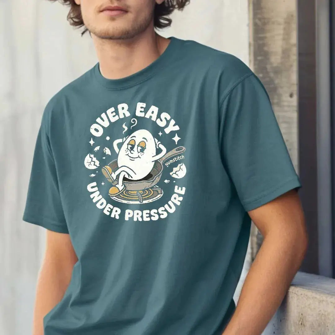Over Easy, Under Pressure Rubber Hose Animation Shirts Unisex Printify0s Retro Mascot T Shirt, 80s Tshirt Aesthetic, Vintage Style Graphic T Shirts for Guys by Yum Stitch