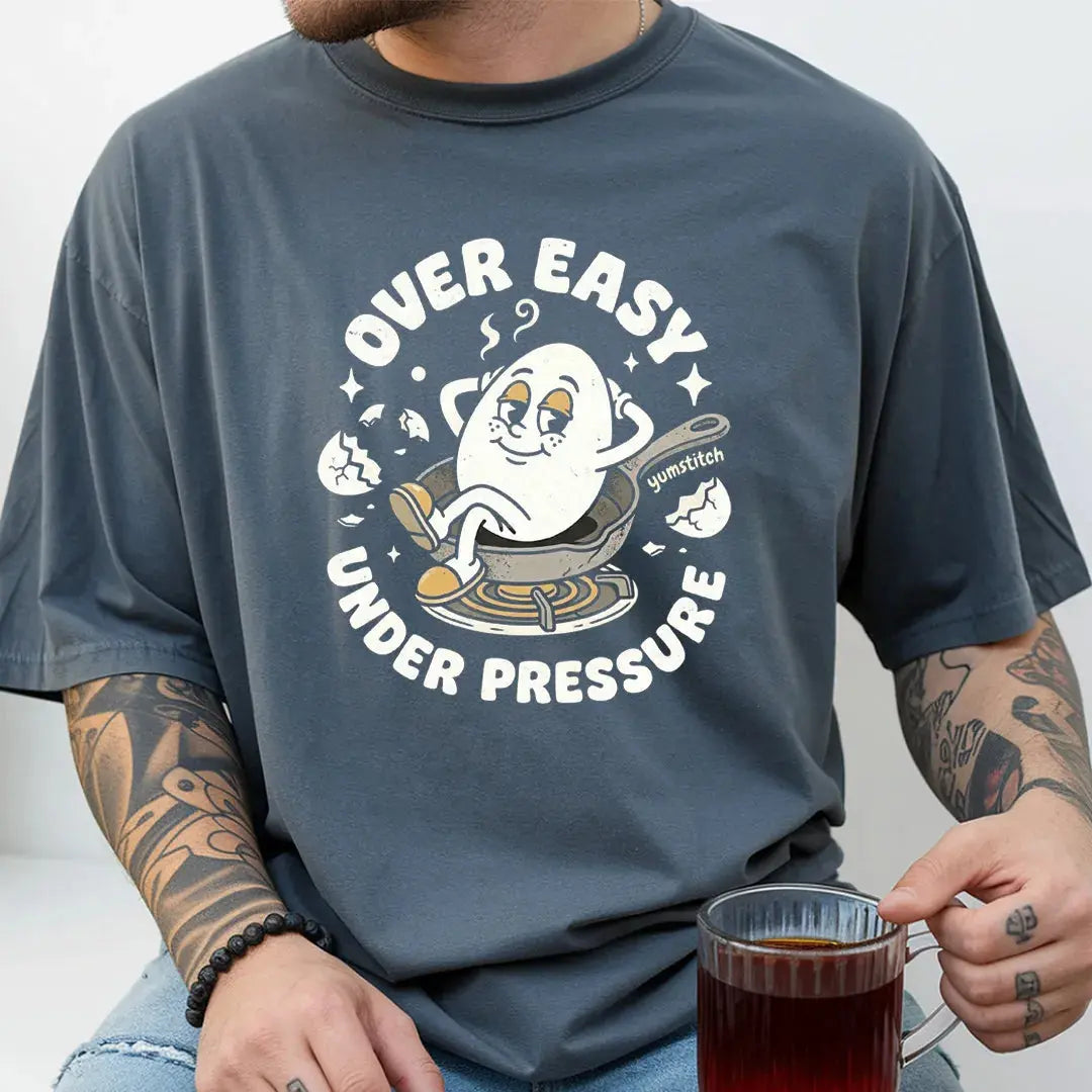 Over Easy, Under Pressure Rubber Hose Animation Shirts Unisex Printify0s Retro Mascot T Shirt, 80s Tshirt Aesthetic, Vintage Style Graphic T Shirts for Guys by Yum Stitch