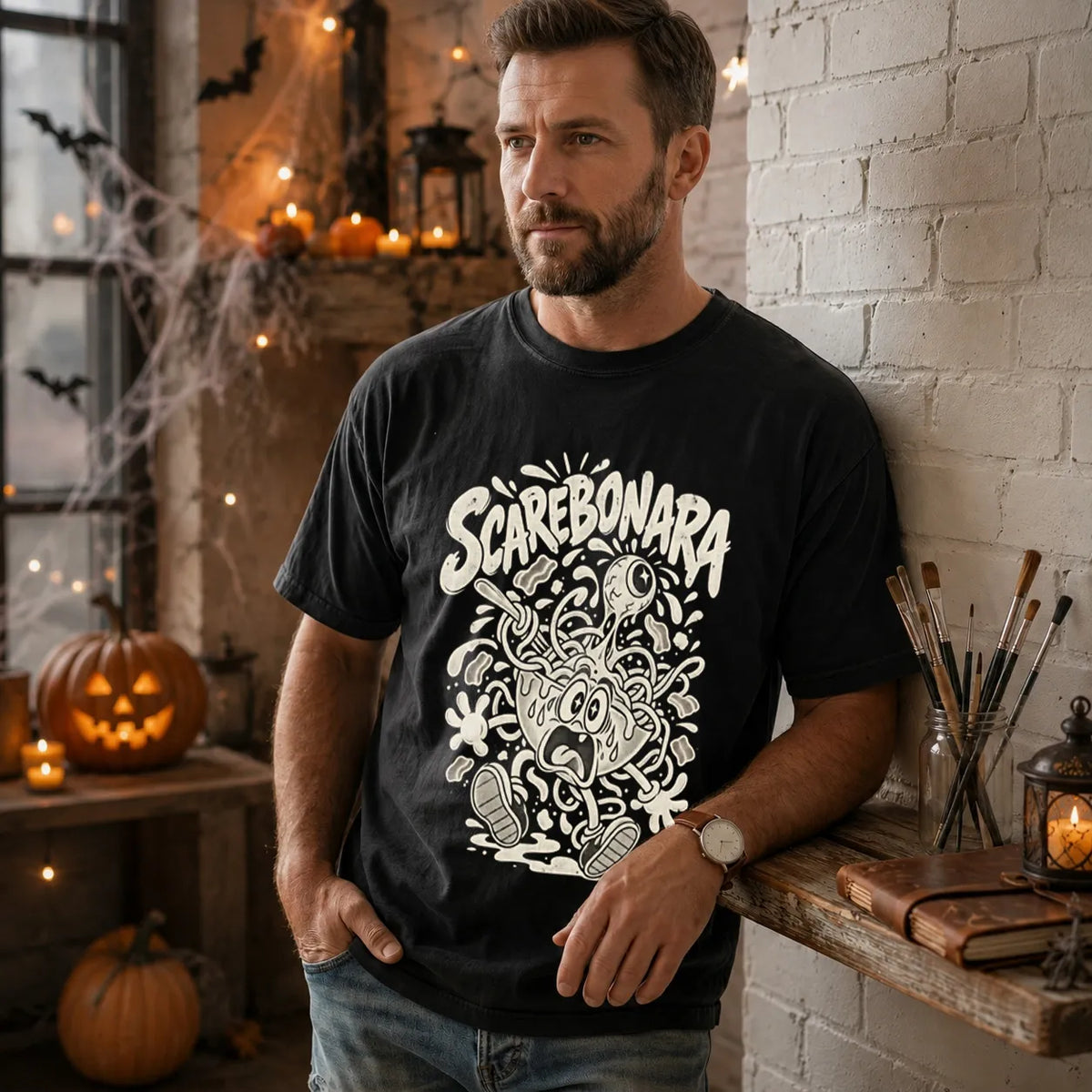 SCAREBONARA Retro Halloween Shirt | Yum Stitch