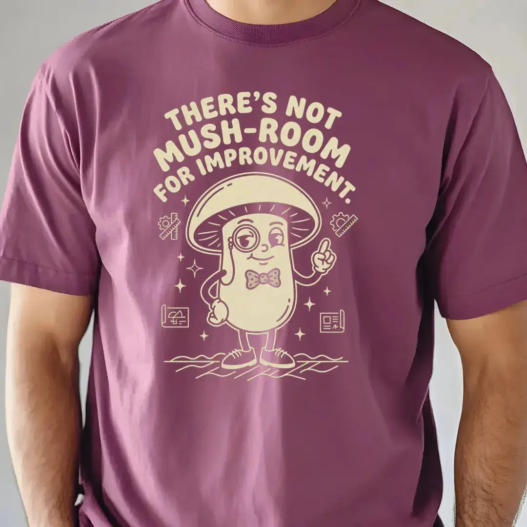 There’s Not Mush-room For Improvement Rubber Hose Animation Shirts Unisex Printify0s Retro Mascot T Shirt, 80s Tshirt Aesthetic, Vintage Style Graphic T Shirts for Guys by Yum Stitch
