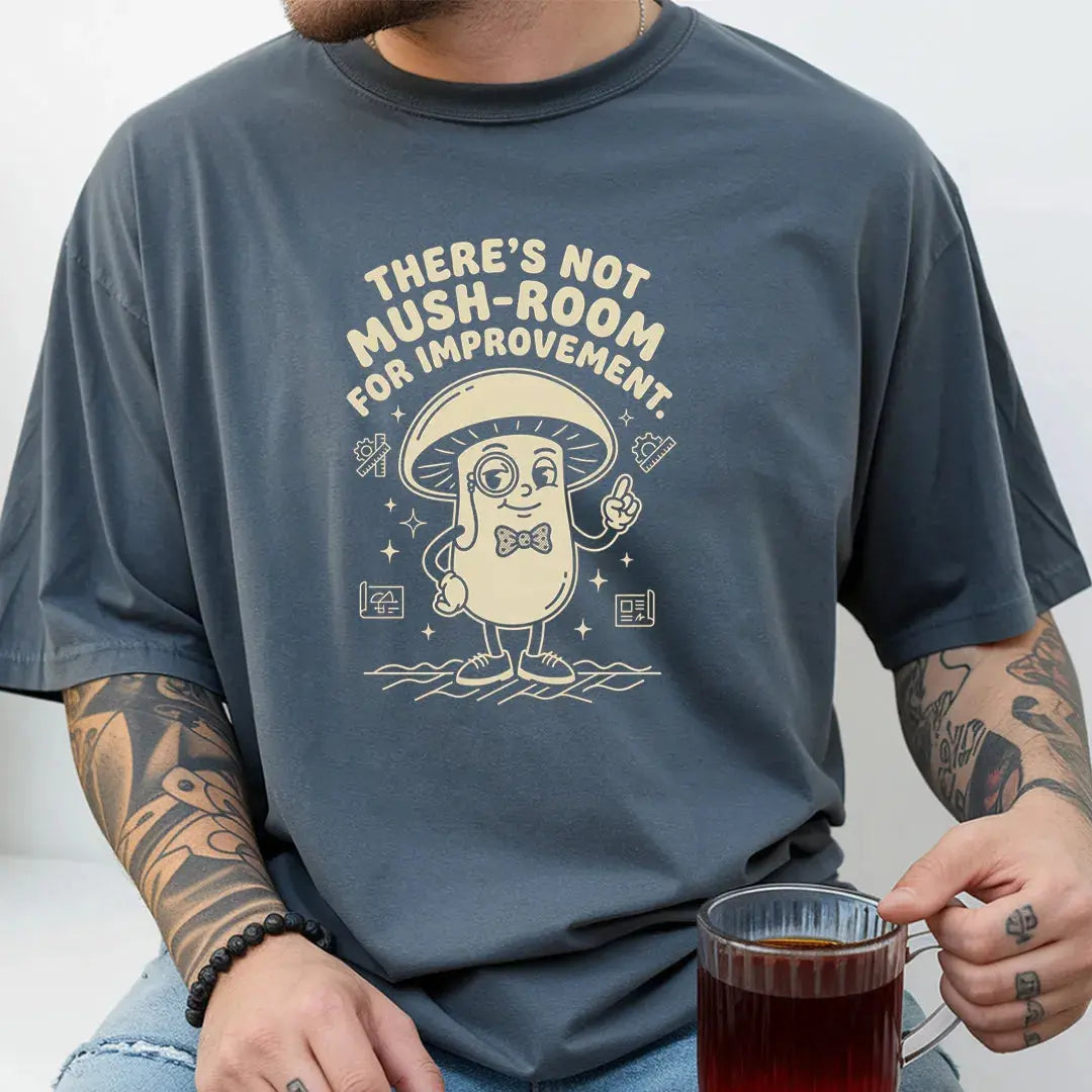 There’s Not Mush-room For Improvement Rubber Hose Animation Shirts Unisex Printify0s Retro Mascot T Shirt, 80s Tshirt Aesthetic, Vintage Style Graphic T Shirts for Guys by Yum Stitch