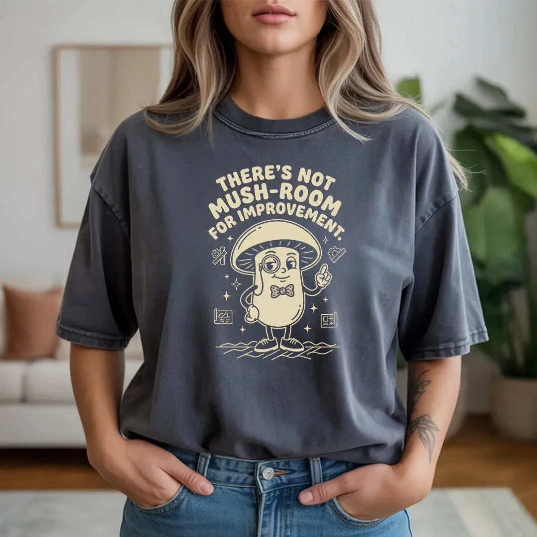 There’s Not Mush-room For Improvement Rubber Hose Animation Shirts Unisex Printify0s Retro Mascot T Shirt, 80s Tshirt Aesthetic, Vintage Style Graphic T Shirts for Guys by Yum Stitch