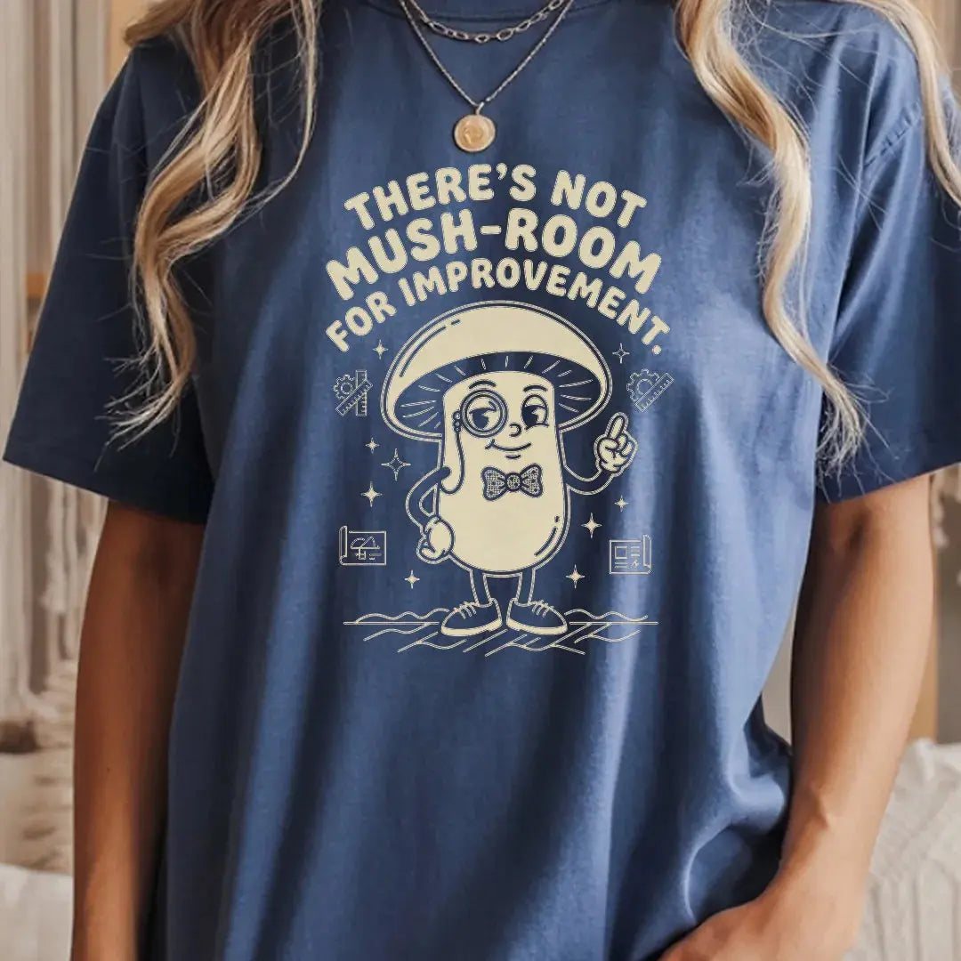There’s Not Mush-room For Improvement Rubber Hose Animation Shirts Unisex Printify0s Retro Mascot T Shirt, 80s Tshirt Aesthetic, Vintage Style Graphic T Shirts for Guys by Yum Stitch
