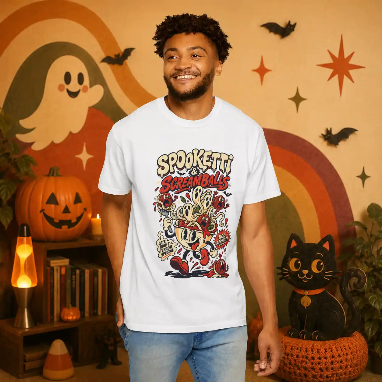 SPOOKETTI & SCREAMBALLS Retro Halloween Shirt | Yum Stitch