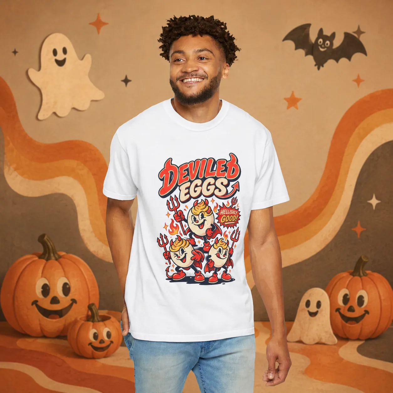 Deviled Eggs Retro Halloween Shirt | Yum Stitch