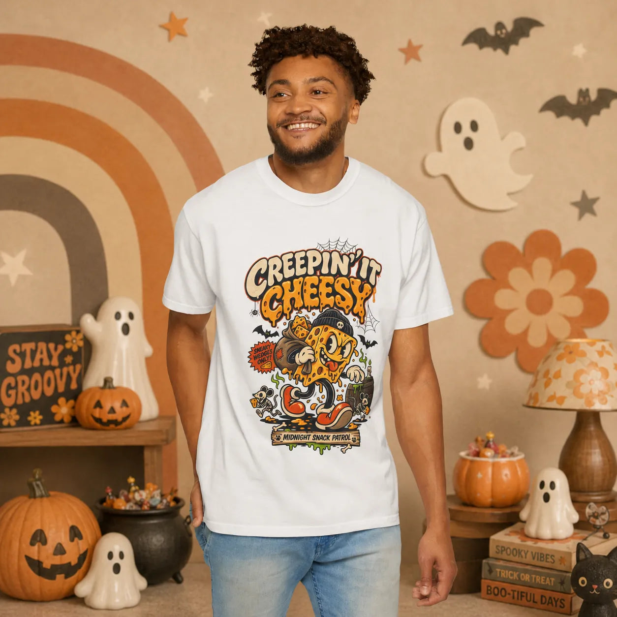 CREEPIN’ IT CHEESY Retro Halloween Shirt | Yum Stitch